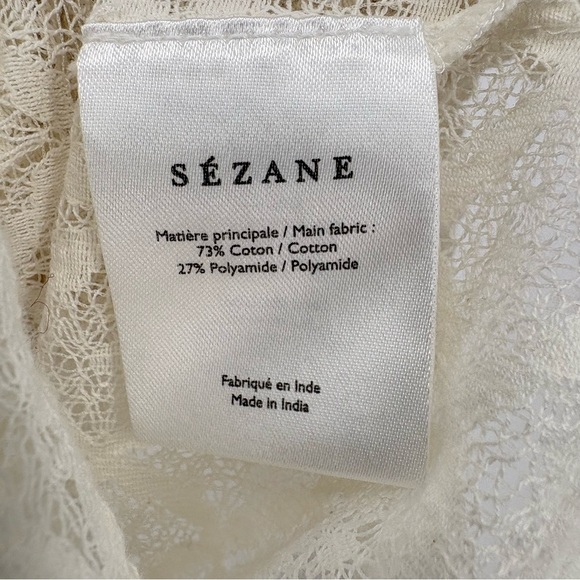 Sézane Emma Pleated Ruffle Front Lace 3/4 Sleeve Blouse | Sz Small | Ecru White - Picture 10 of 13